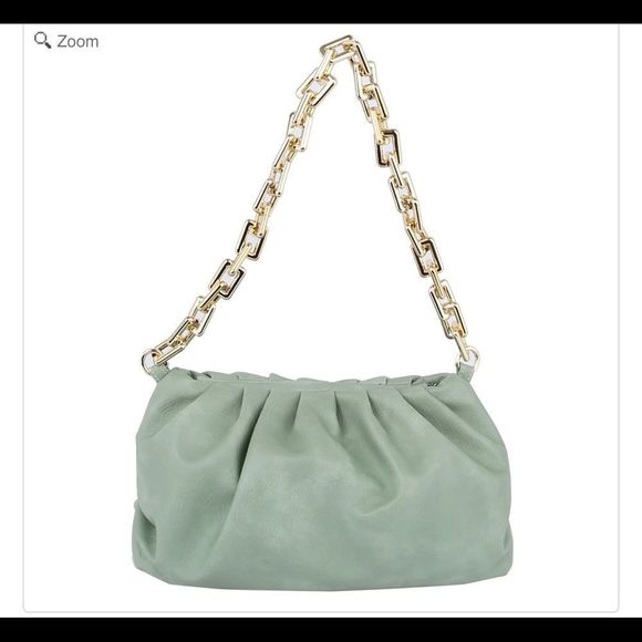 BOUTIQUE Handbags - Gathered top pastel sky blue faux leather Satchel -crossbody bag & chain handle